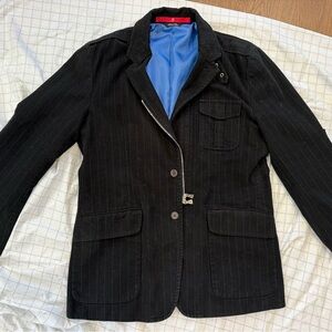 Vintage Victorinox men’s black Pinstripe Blazer with Blue Lining